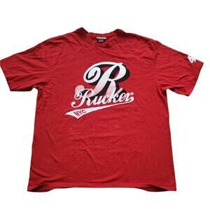 Rucker Respect & Tradition Harlem NYC Size 5XL Red Graphic Vtg Shirt 100% Cotton